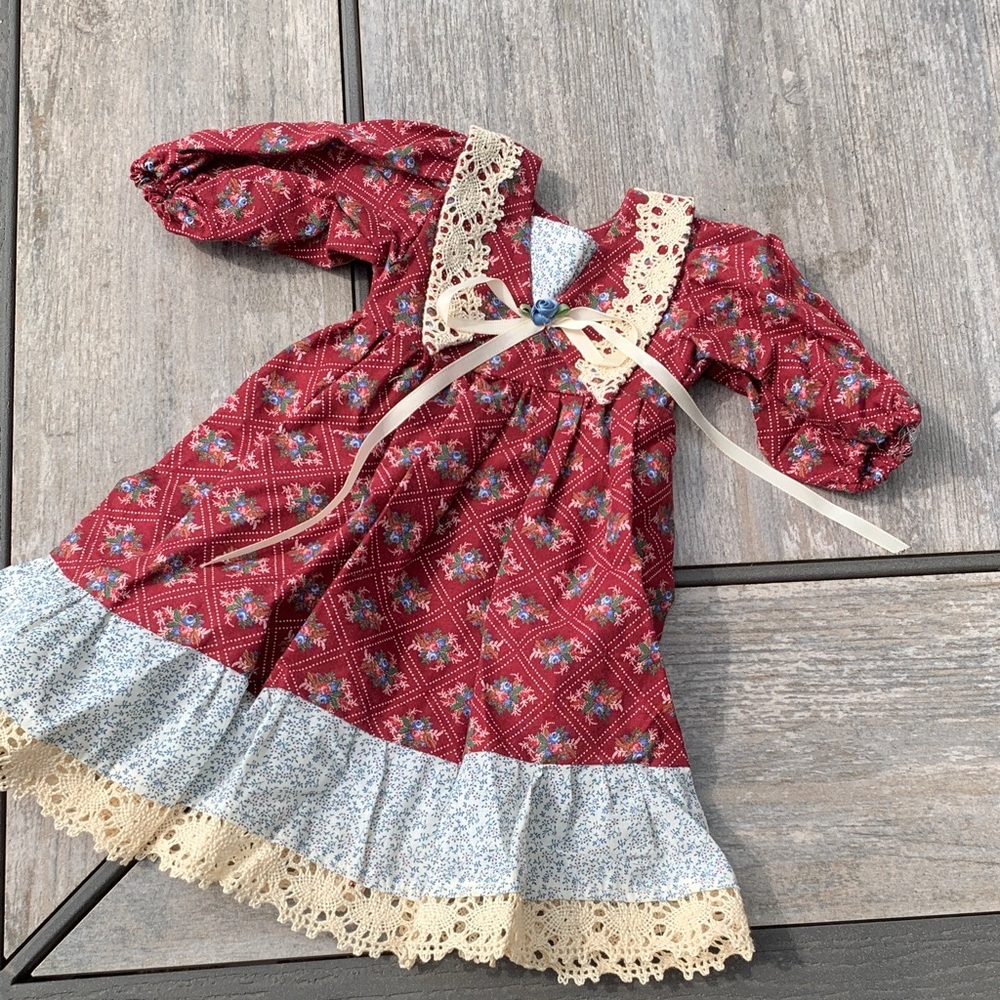 American Girl Red and Cream Floral Doll Dress